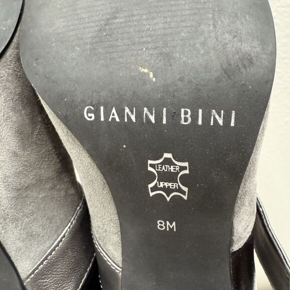 Gianni Bini Heels Size 8 Leather Gray Black 3.5" Heel Shoes Womens - Picture 6 of 7